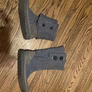 UGG Charcoal Knit Boots with Button Accent